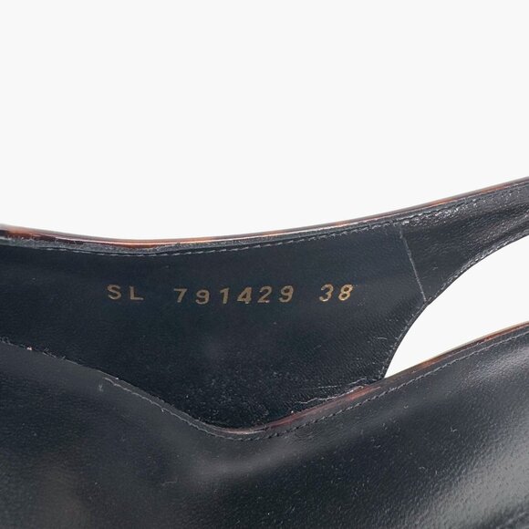 Saint Laurent Dune 110 Brown Patent Pumps Slingback High Heels Size 38 US 8 - Picture 14 of 15